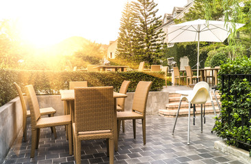 Rattan chair In the backyard