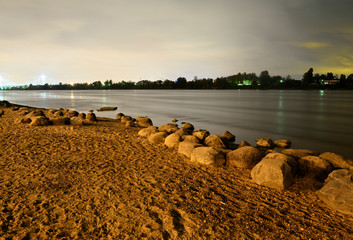 View of Neva River at night.