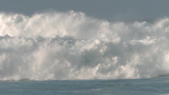 Rough crashing ocean waves in slow motion