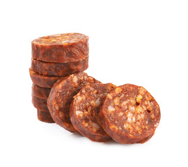 Stack of multiple sausage slices