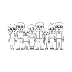 monochrome silhouette with family group with son and daughter vector illustration