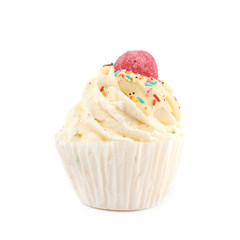 Cupcake shaped bath bomb isolated