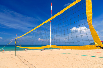 Volleyball net on the tropical beach