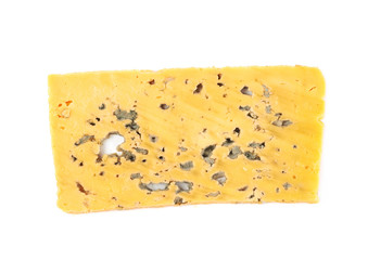 Single slice of a mold cheese isolated