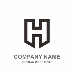 Monogram Letter H Square Shield Space Interior Architecture Construction Business Company Stock Vector Logo Design Template 