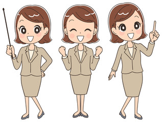様々なポーズのスーツ姿の女性（セット）