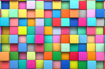 3D rendering abstract background of multi-colored cubes