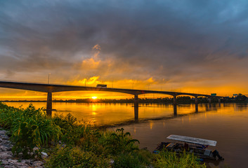 Beautyfull senset at Thai-Lao Friendship Bridge