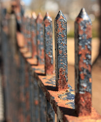 Rusted Iron Railing or Fence with Spikes