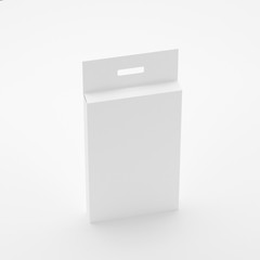 Package Box Mock-Up - High Rectangle with Hanger, Blank Paper Box With Hang Tab Mock-up On Isolated White Background, Ready For Your Presentation, 3D Illustration