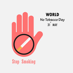 Obraz premium Human hands and Quit Tobacco sign.May 31st World no tobacco day.No Smoking Day Awareness.Vector illustration.