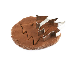 Rolled up layer of cookie dough isolated