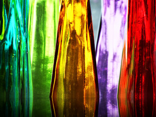 Colorful glass bottles - obrazy, fototapety, plakaty