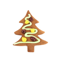 Christmas tree shaped cookie isolated