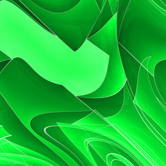 Obraz premium Abstract green techno background with lines in waves. Fractal art. 