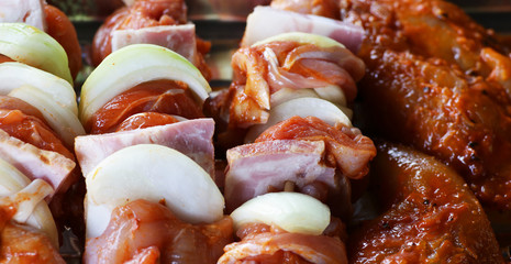Prepared for barbecue skewers