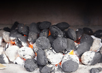 Burning charcoal