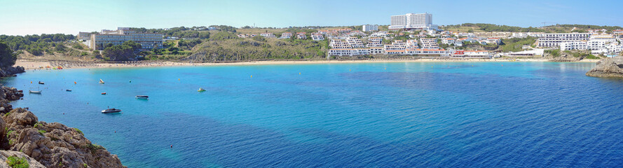 Landscape of the beautiful bay of Arenal d'en Castell with a wonderful turquoise sea, Menorca, Spain
