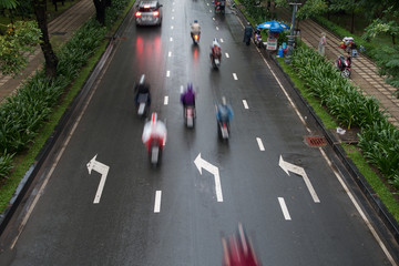 Blurred defocus, traffic in Ho Chi Minh city, Viet Nam