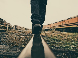 Walking along the train tracks
