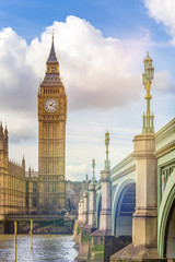 Naklejka premium Houses of Parliament and Big Ben in London UK