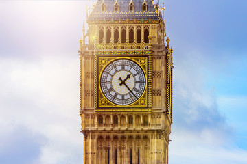 Fototapeta na wymiar Closeup of Big Ben Tower clock in London