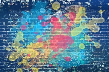 Garden poster Graffiti Paint splash on brick wall