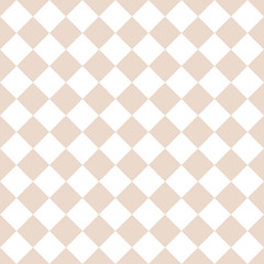 Abstract simple tile rhombus seamless pattern. Almond, or tender pastel light brown, and white colors. Vector background.