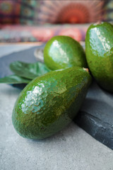Green ripe avocados ready to eat