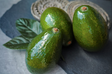 Green ripe avocados ready to eat