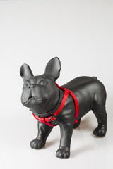 Plastic dog mannequin with dog breast tape collar in red