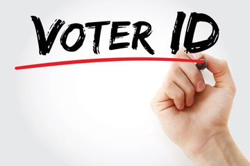 Hand writing Voter ID with marker, concept background