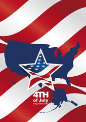 4th july USA map flag portrait banner