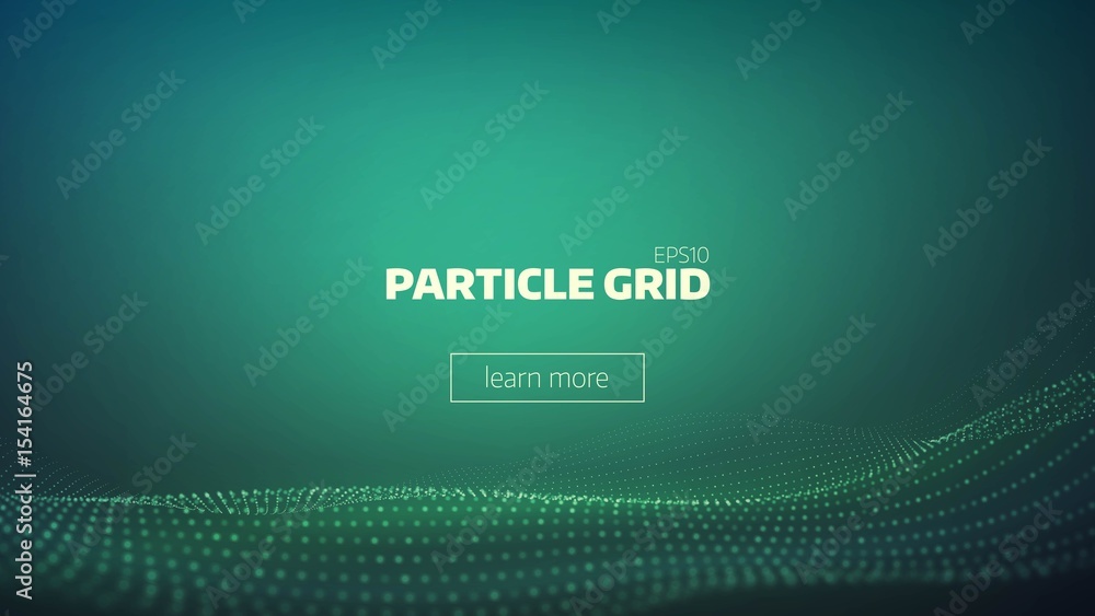 Poster particle grid abstract background. technology minimal backdrop for presentation. cyber wave