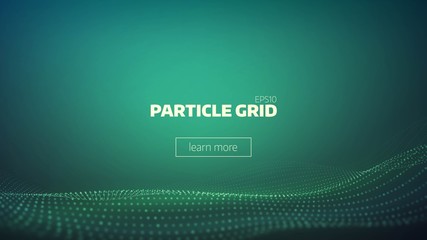 particle grid abstract background. Technology minimal backdrop for presentation. Cyber wave