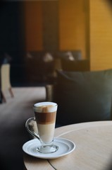 a cup of coffee with copy space in coffee shop 