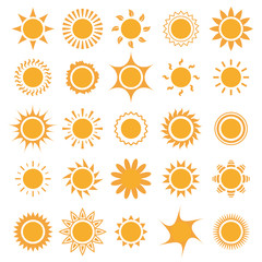 Set of sun icons collection. Vector illustration