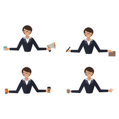 Business woman office job stress work vector illustration person manager character