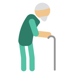 Old man silhouette cartoon relationship character lifestyle vector illustration