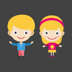 Girl portrait fun happy boy young expression cute teenager cartoon character little kid vector illustration.