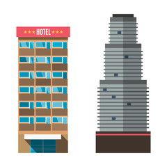 Hotel room service resort business vacation apartment architecture vector illustration