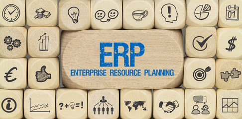 ERP (Enterprie Resource Planning) / Würfel mit Symbole