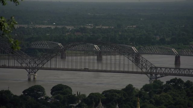 Sagaing, view from Sagaing Hill, Irrawaddy and Ava bridge