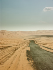 Fototapeta na wymiar desert road disappearing in distance