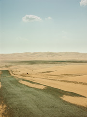 desert road and wide desert view