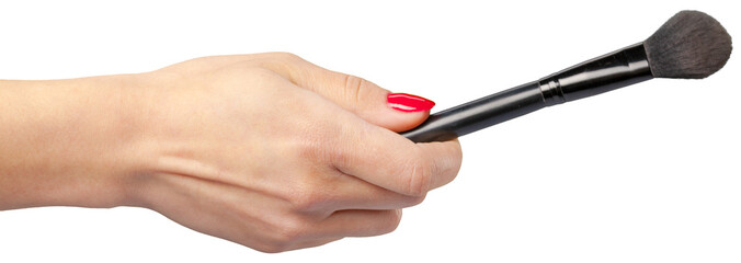 woman hand holding face brush