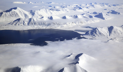 Svalbard Arctic Landscape Aerial View, Norway