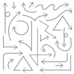 Set of hand drawn arrows for your design. Can be used with different overlay modes. Contain elements with different percentages of transparency