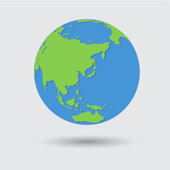 Flat Blue Green Earth Planet Icon