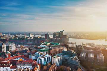 Hamburg, Germany. Aerial view. - obrazy, fototapety, plakaty